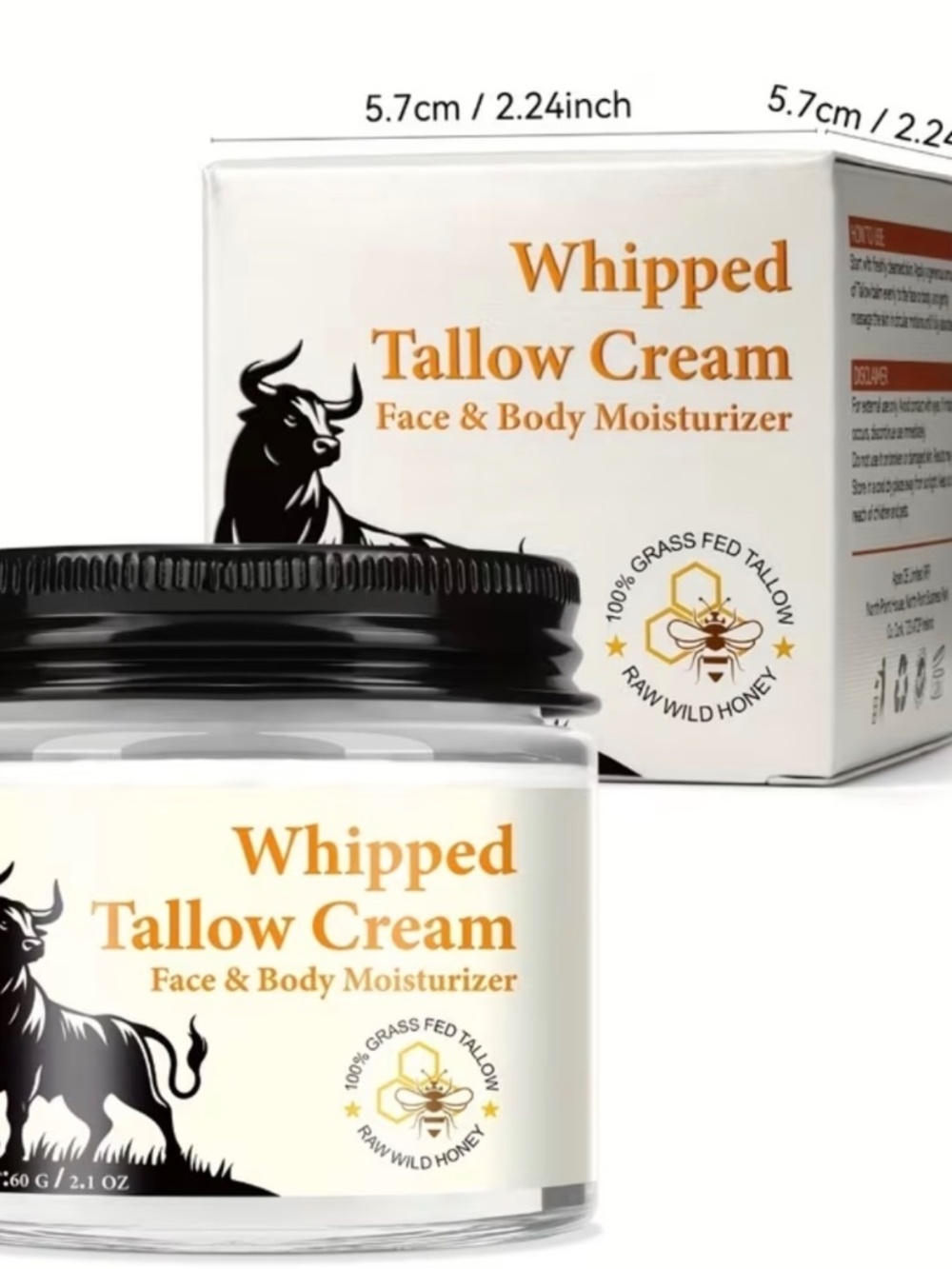 Whipped Tallow Cream Face & Body Moisturizer - White with Orange Accents - Picture 3 of 8